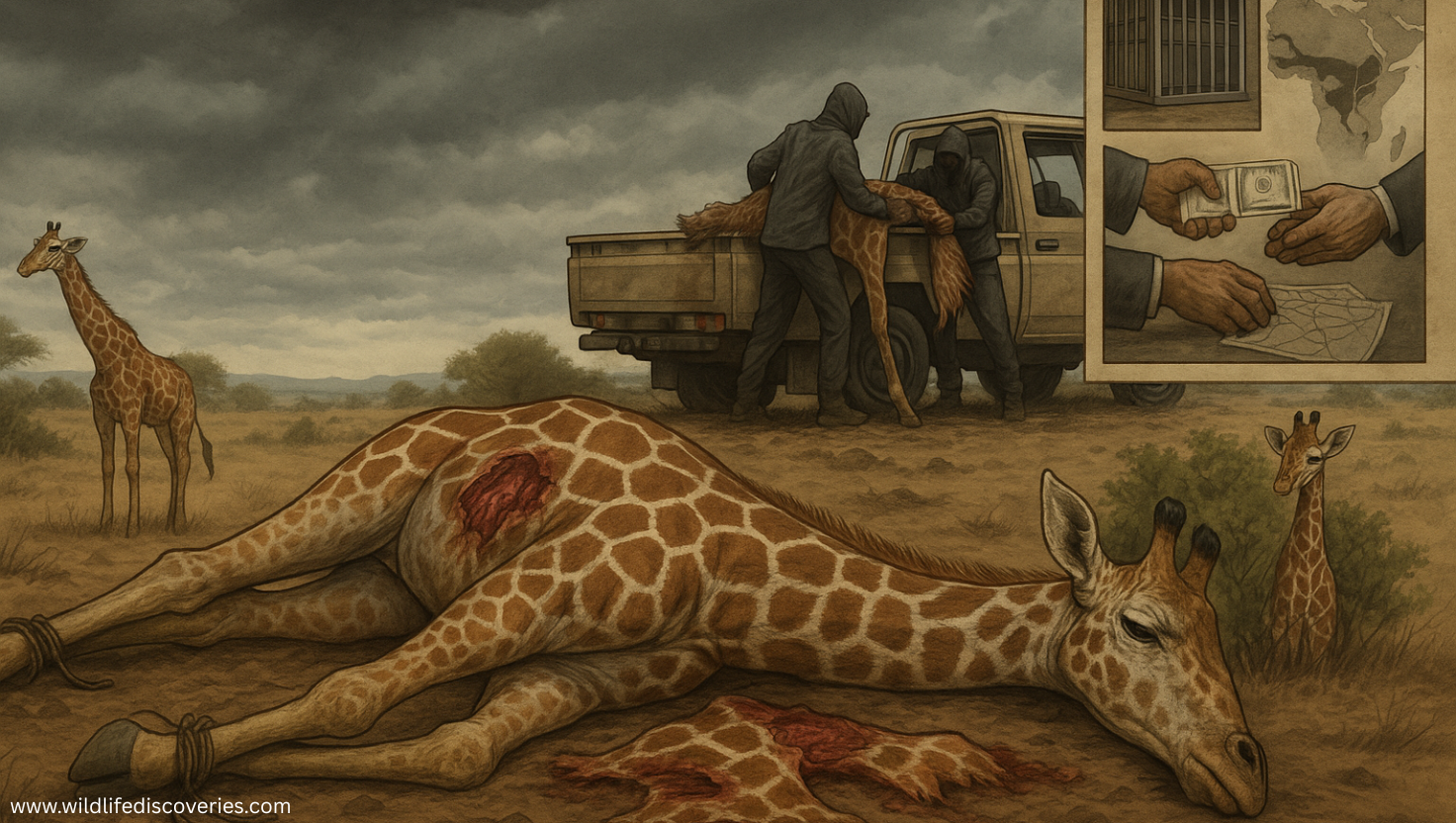 Poaching and illegal trade vanishing giraffes.