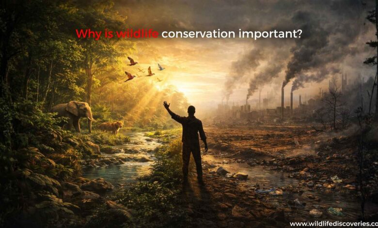 why is wildlife conservation important powerful visual showing nature vs destruction and human responsibility