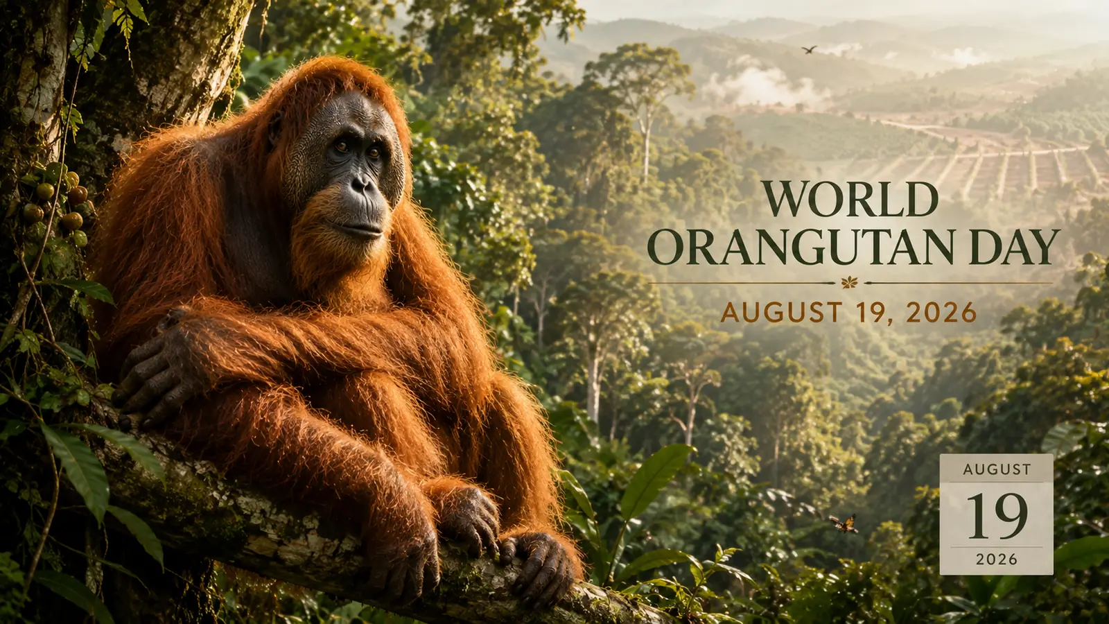 World Orangutan Day August 19 2026 orangutan in rainforest highlighting wildlife conservation